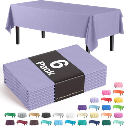 Exquisite Party Solids 6-Pack Premium Plastic Tablecloth 54in. x 108in. Rectangle Plastic Table Cover - Navy