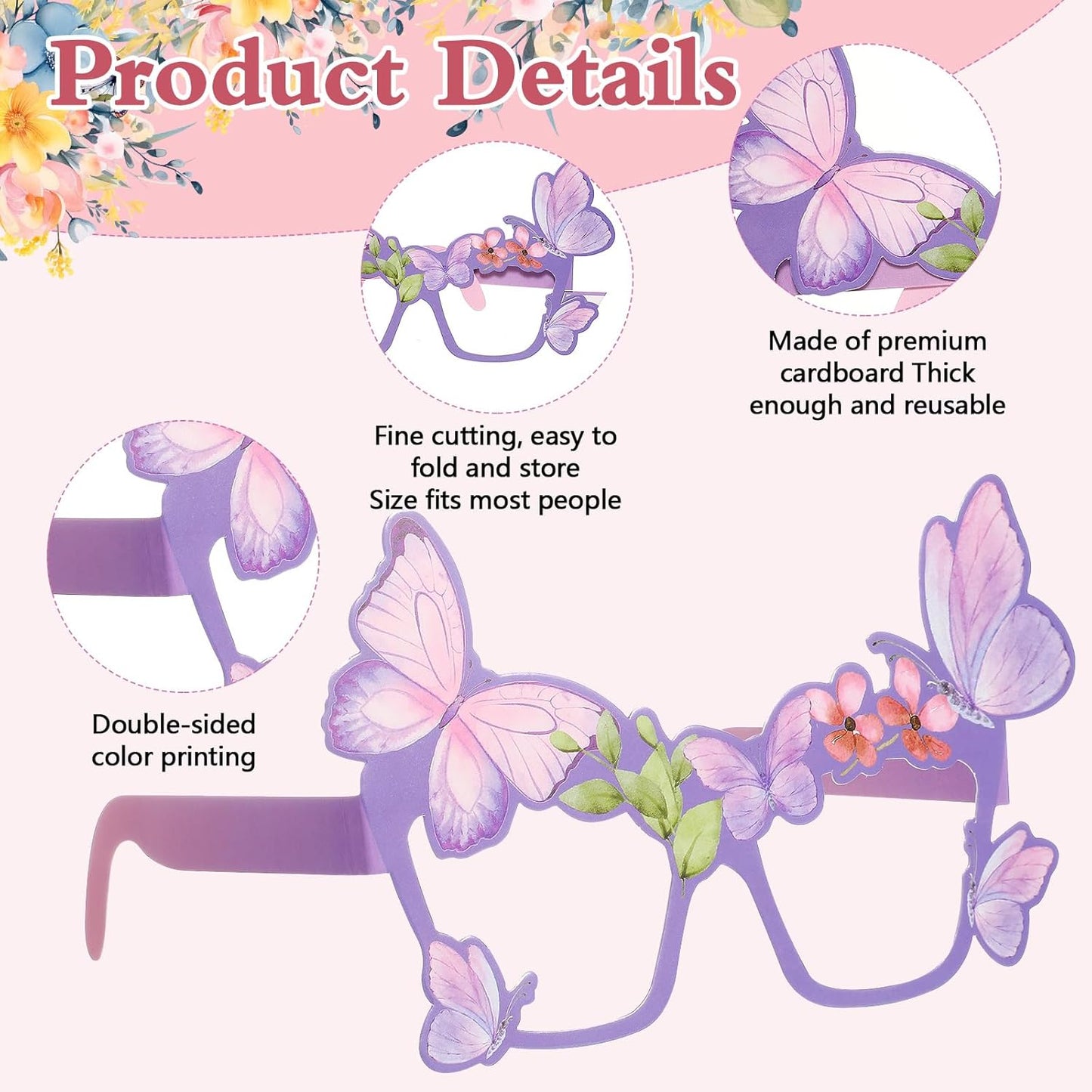 32 Pcs Spa Party Favors Paper Glasses Makeup Paper Eyeglasses Frames Spa Photo Booth Props Selfie Props for Makeup Birthday Party Decorations