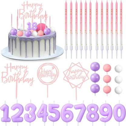 Yerliker 34 Pcs Happy Birthday Cake Toppers Decorations Birthday Candles DIY Cake Decor for Men Women Wedding Anniversary(Gold)