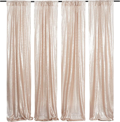 Poise3EHome Black Sequin Backdrop Curtains, 2 Panels 2FTx8FT Glitter Photo Booth Backdrop for Halloween Birthday Bachelorette Wednesday Twilight Party Decorations
