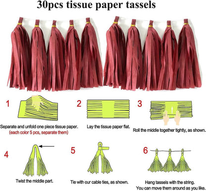 30pcs Paper Tassels Garland Banner Tissue Paper Tassel DIY Hanging Paper Decorations Party Tassel Garland Decor Baby Shower Nursery Wedding Festival Baby Shower Decoration(30, White)