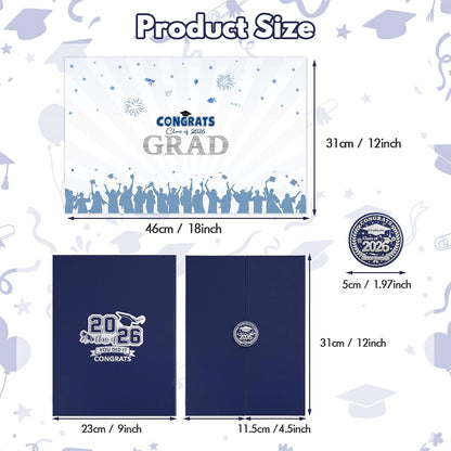 Graduation Guest Book 2026, Blue Gold Graduation Decorations Class of 2026 Graduates Sign in Book Signature Board Congrats Grad Decor Party Supplies, High School College Graduations Gifts for Her Him