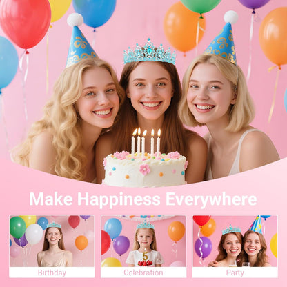 Birthday Tiara and Crown with Sash, Birthday Tiara for Women Party Silver