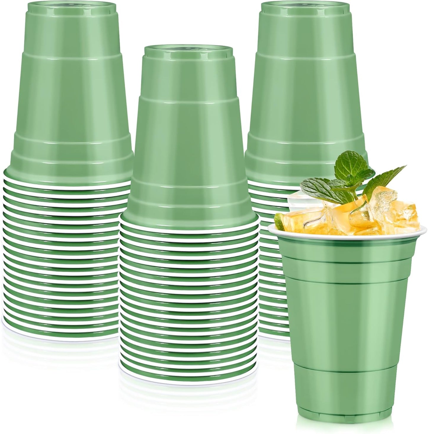 LANLISA 50 Gold Plastic Cups, 16 oz Disposable Cups, Drinking Cups For Birthday Party Supplies, Graduation, Thanksgiving Decorations, Harvest, Fall, New Years