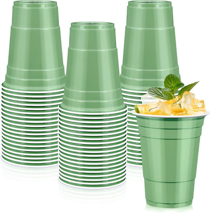 LANLISA 50 Gold Plastic Cups, 16 oz Disposable Cups, Drinking Cups For Birthday Party Supplies, Graduation, Thanksgiving Decorations, Harvest, Fall, New Years