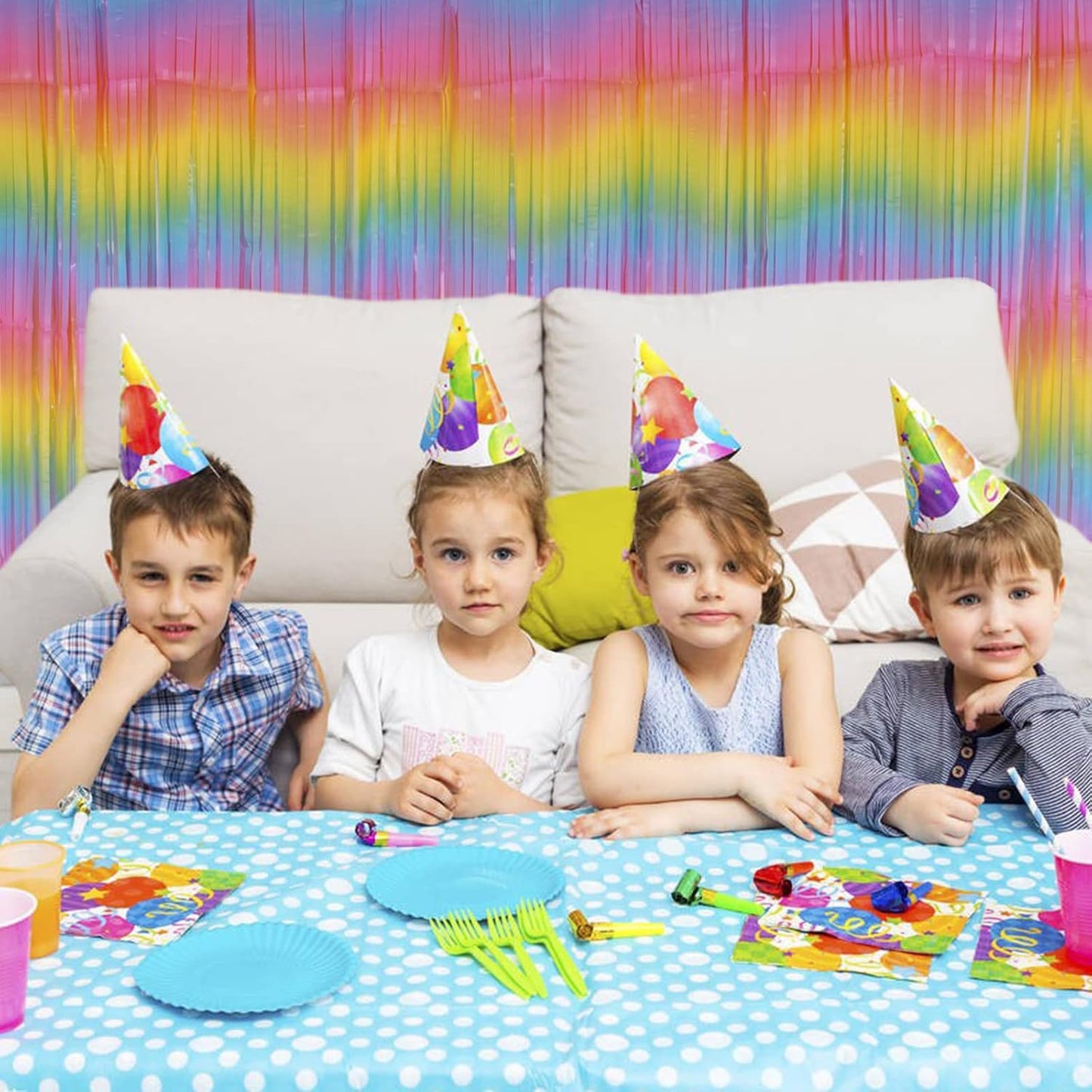 2 Pack 3.2ft x 8.2ft Silver Metallic Tinsel Foil Fringe Curtains, Door Streamer Photo Booth Backdrop for Birthday Graduation Engagement Bridal Shower Bachelorette Baby Shower Party Decorations