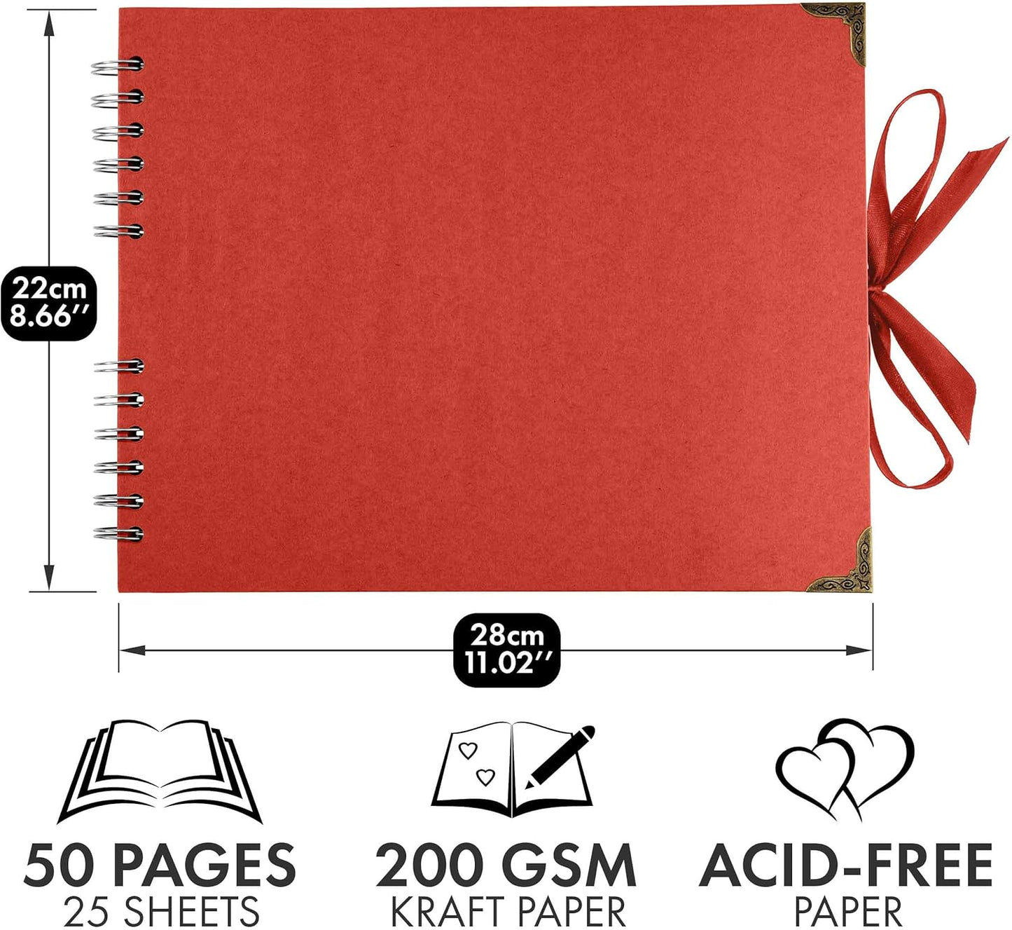 Bstorify Scrapbook Album 60 Pages (8 x 8 Inch) Brown Thick 200gsm Kraft Paper, Photo Album Scrapbook, Memory Book - Ideal for Your Scrapbooking Albums Art & Craft Projects