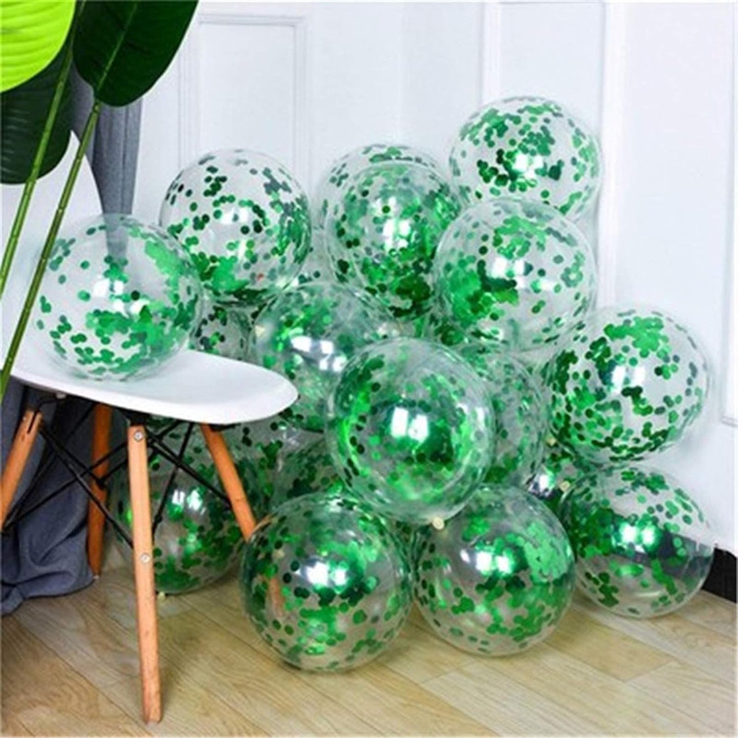KIRIKOU Pack of 24 Pieces Confetti Balloons 12 Inch Latex Party Balloons for Party Decorations, Wedding, Engagement, Bridal, Birthday and Shower (Black)