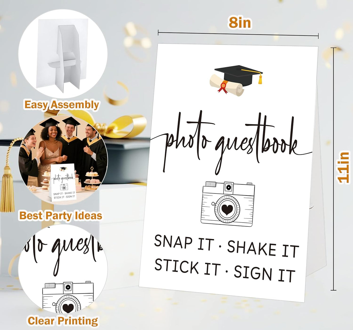 Graduation Tabletop Sign, Guestbook Sign, Include One 8×11 Signs with Holder, Graduation Party Signs for Class of 2026, High School College Grad Decoration - QF02