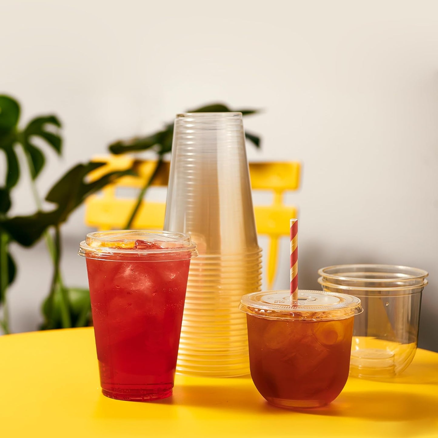 TOSSWARE NATURAL 12oz Arc - Plant Based 98mm Clear Cold Cups - Plastic Alternative for Parties, Bachelorettes, Weddings - Recyclable - Set of 100