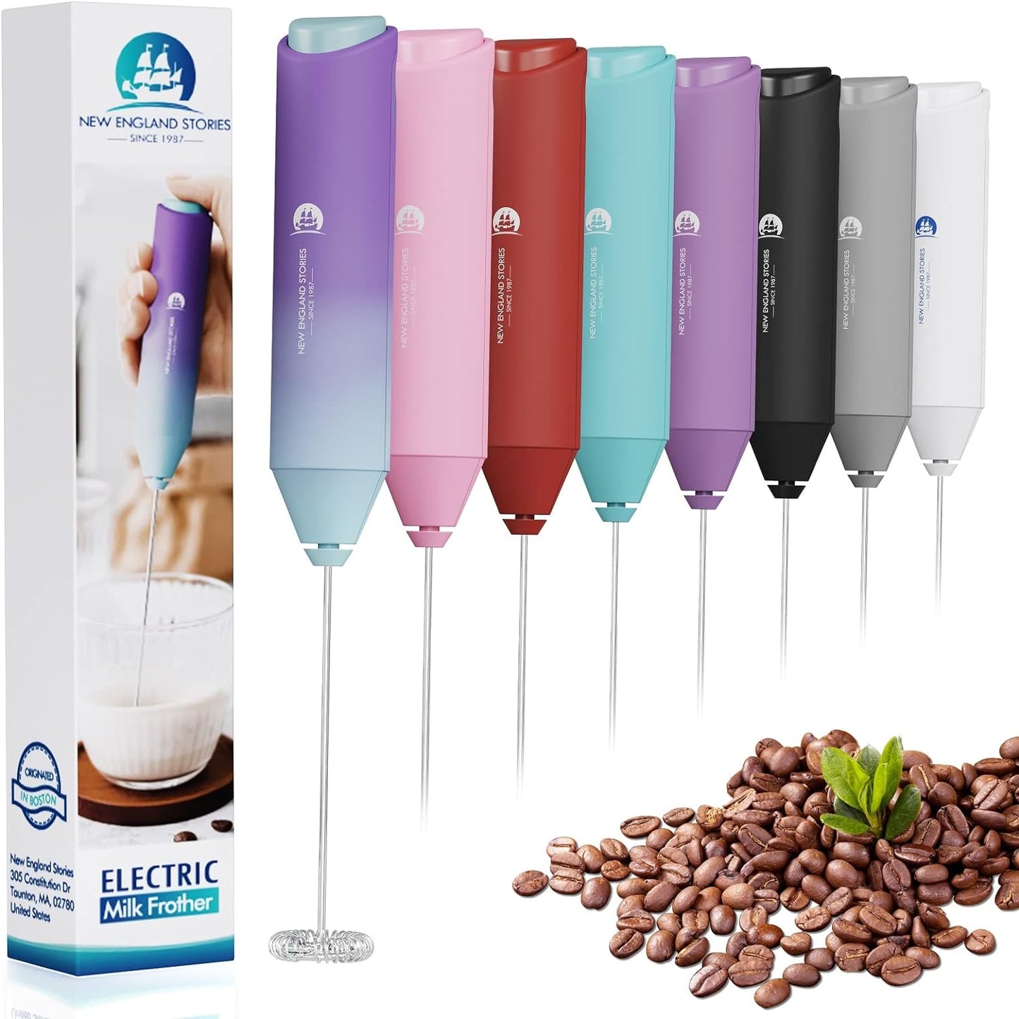 Powerful Milk Frother Wand - Mini Handheld Milk Frother with Stainless Steel Whisk - Battery-Powered Drink Mixer for Coffee, Lattes, Cappuccinos, Matcha - Coffee Enthusiasts Gift - Black