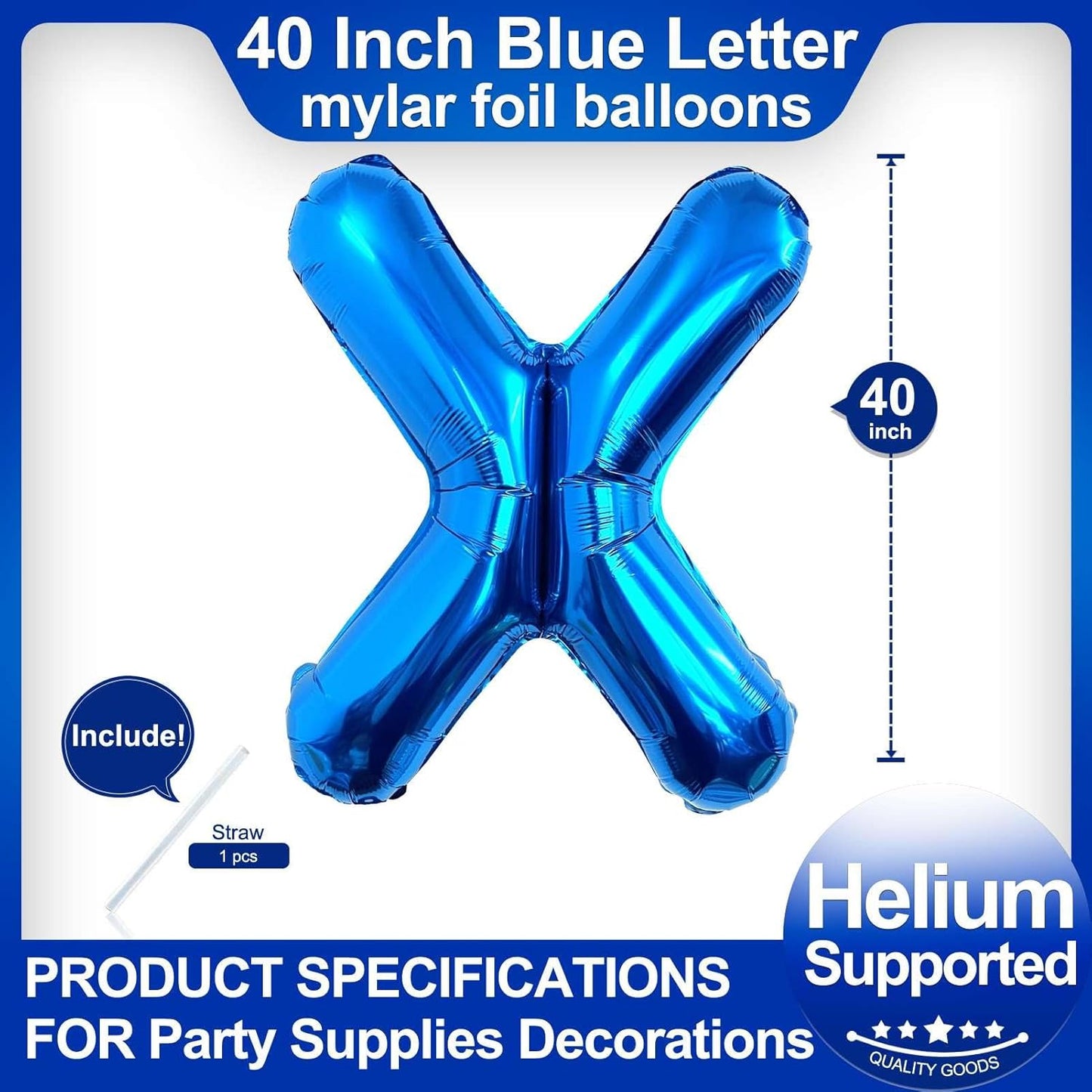 40 Inch Blue Letter A Balloons, DIY Phrase Foil Alphabet Letter A Balloons DIY Word A Banner for Birthday Anniversary Celebration Graduation Party Supplies Decoration