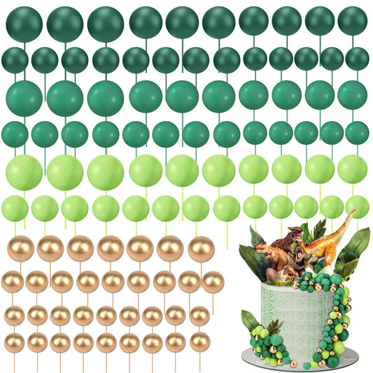 108 Pcs Graduation Balls Cake Topper DIY Cupcake Insert Foam Balloons for Cake Baking Wedding Anniversary Birthday Decoration(Gold,Multi Sizes) - Colors B