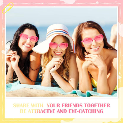 Frienda 8 Pairs Heart Shaped Sunglasses for Women Rimless Heart Glasses Candy Color Sunglasses for Party Favor