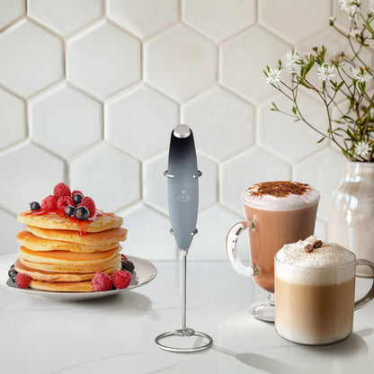 Zulay Kitchen Powerful Milk Frother Wand With Duracell Batteries - Ultra Fast Handheld Drink Mixer - Electric Whisk Foam Maker for Coffee, Lattes, Cappuccino & Matcha - Z1 Motor - Black - Colors B