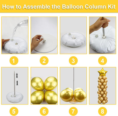 Balloon Column Kit Set of 2, 2 Set Balloon Table Stands, 6.56 Ft Reusable Metal Telescopic Balloon Tower for Birthday Wedding Holiday Party Supplies Decoration