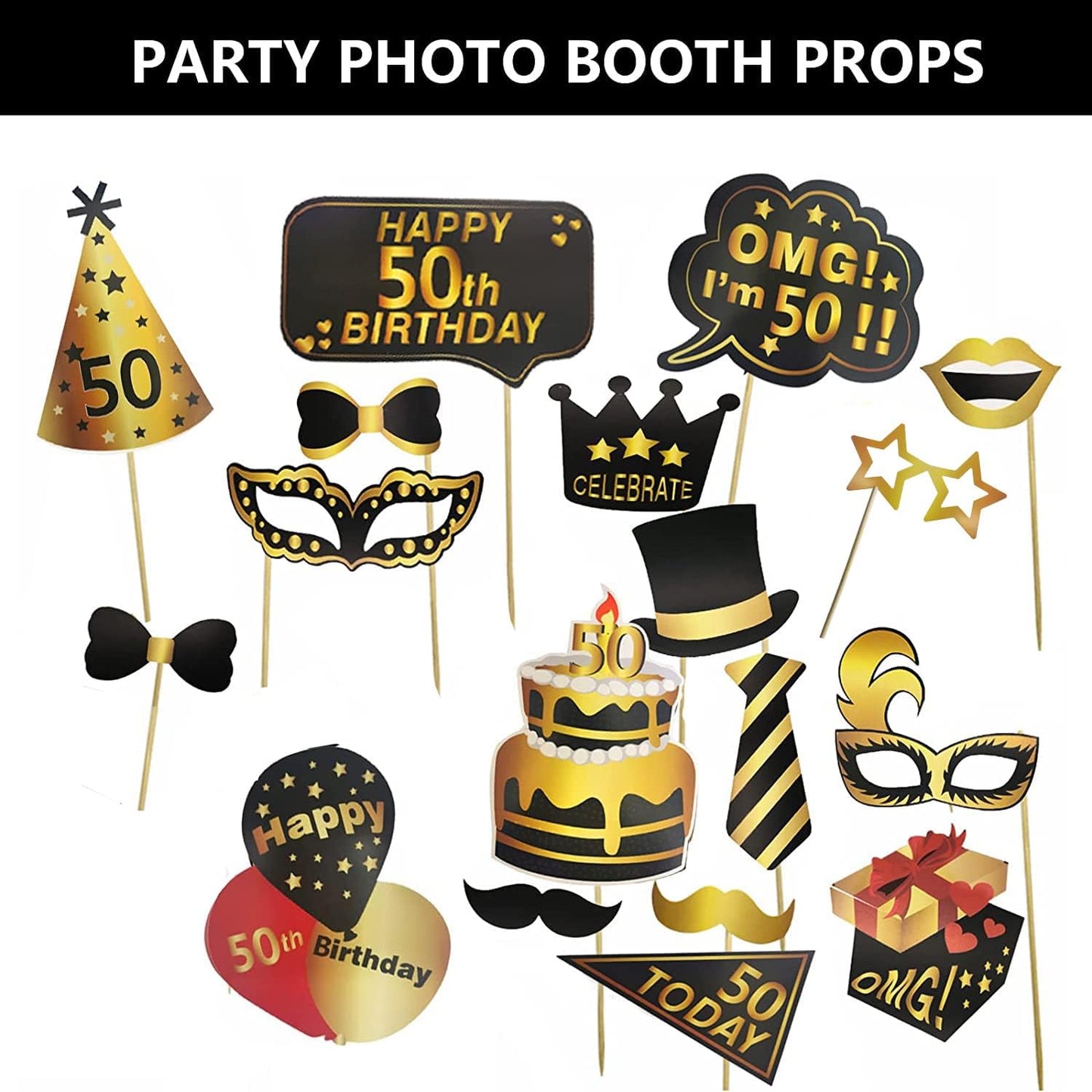 40th Birthday Photo Booth Props, LMSHOWOWO Inflatable Photo Booth Frame, Giant Black Gold Inflatable Selfie Frame, Birthday Party Photo Props, for Women Men Birthday Party Decorations, Random Style