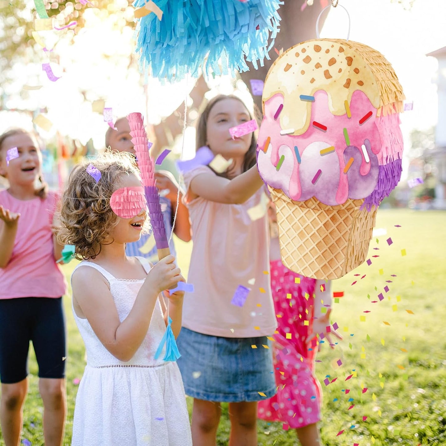 Hooqict Mexican Pinata with Blindfold and Bat Stick Party Pinata for Fiesta Carnival Cinco de Mayo Decorations Kids Adults Mexican Party Games Birthday Party Supplies