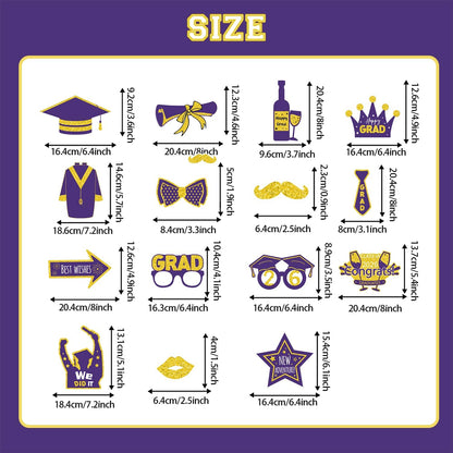 Graduation Decorations Class of 2026 Photo Booth Props - Blue and Gold 2026 Graduation Frame & Photo Props Congrats Grad Class of 2026 Decor for Graduation Party Supplies