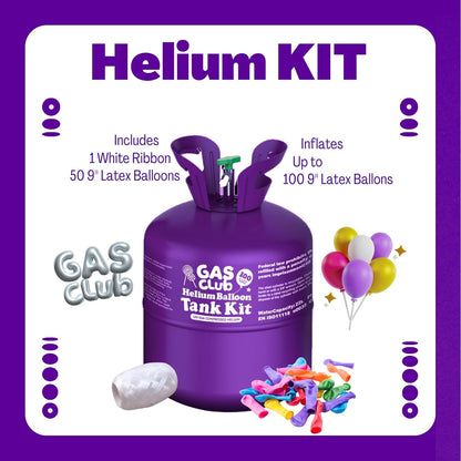 GASCLUB Helium Tank for Balloons At Home, 22L Balloon Kit Up To 100 Latex Balloons, Balloon Pump Kit Includes Latex Balloons and Ribbon, Perfect for Parties and Events