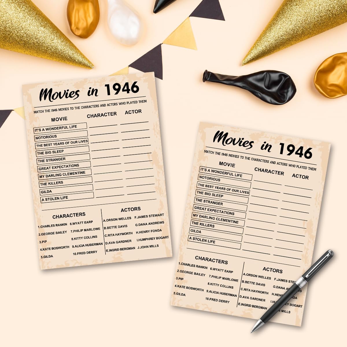 QUPT 40th Birthday Party Games, Movies in 1986 Games, Birthday Party Supplies for Adults, Fun 1986s Party Game，Pack of 30 Cards