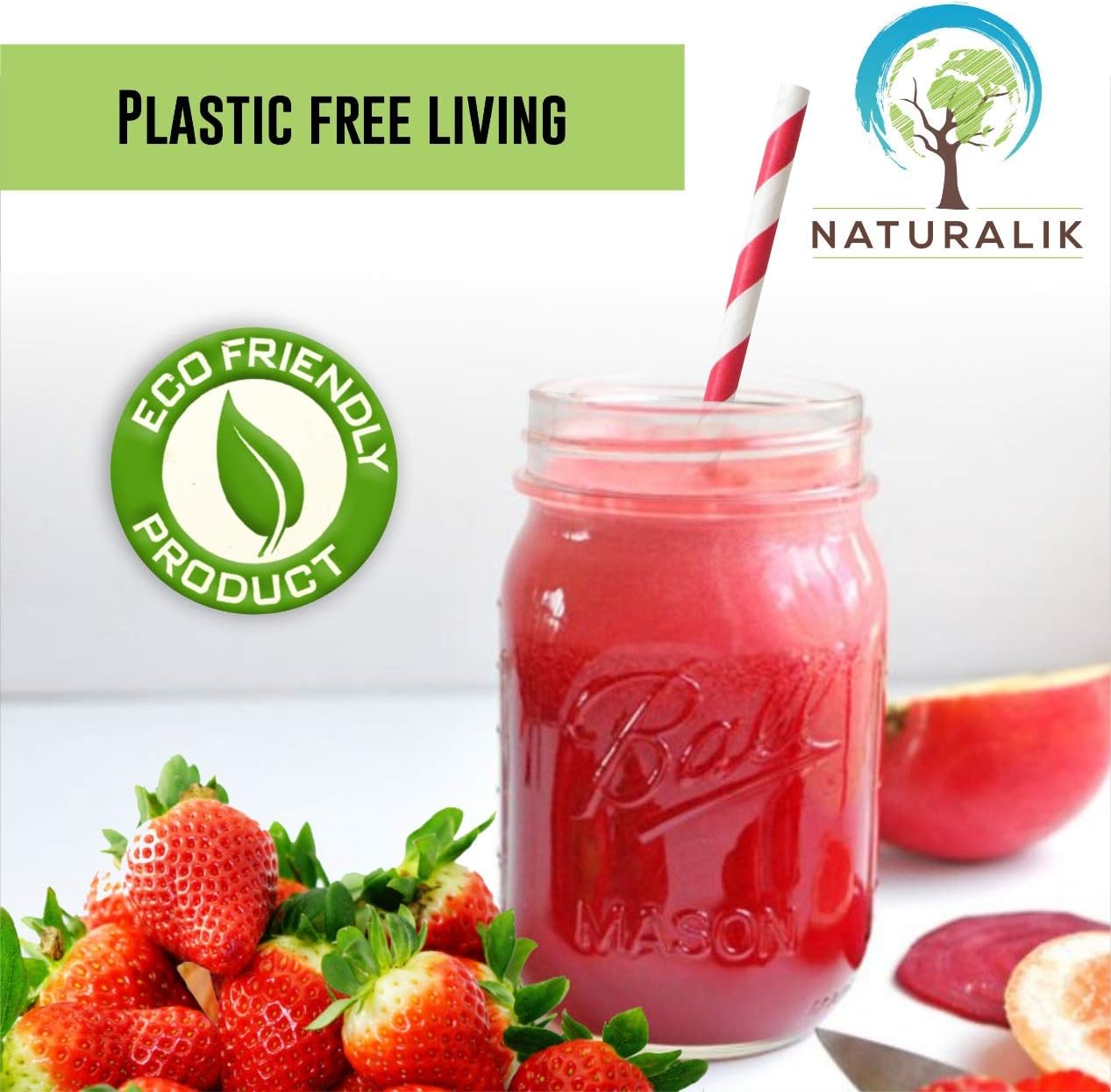 Naturalik 300/1000-Pack Extra Durable Brown Paper Straws Biodegradable- Premium Toxin Free Paper Straws Bulk- Drinking Straws for Juices, Restaurants and Party supplies, 7.7" (Brown, 300ct)