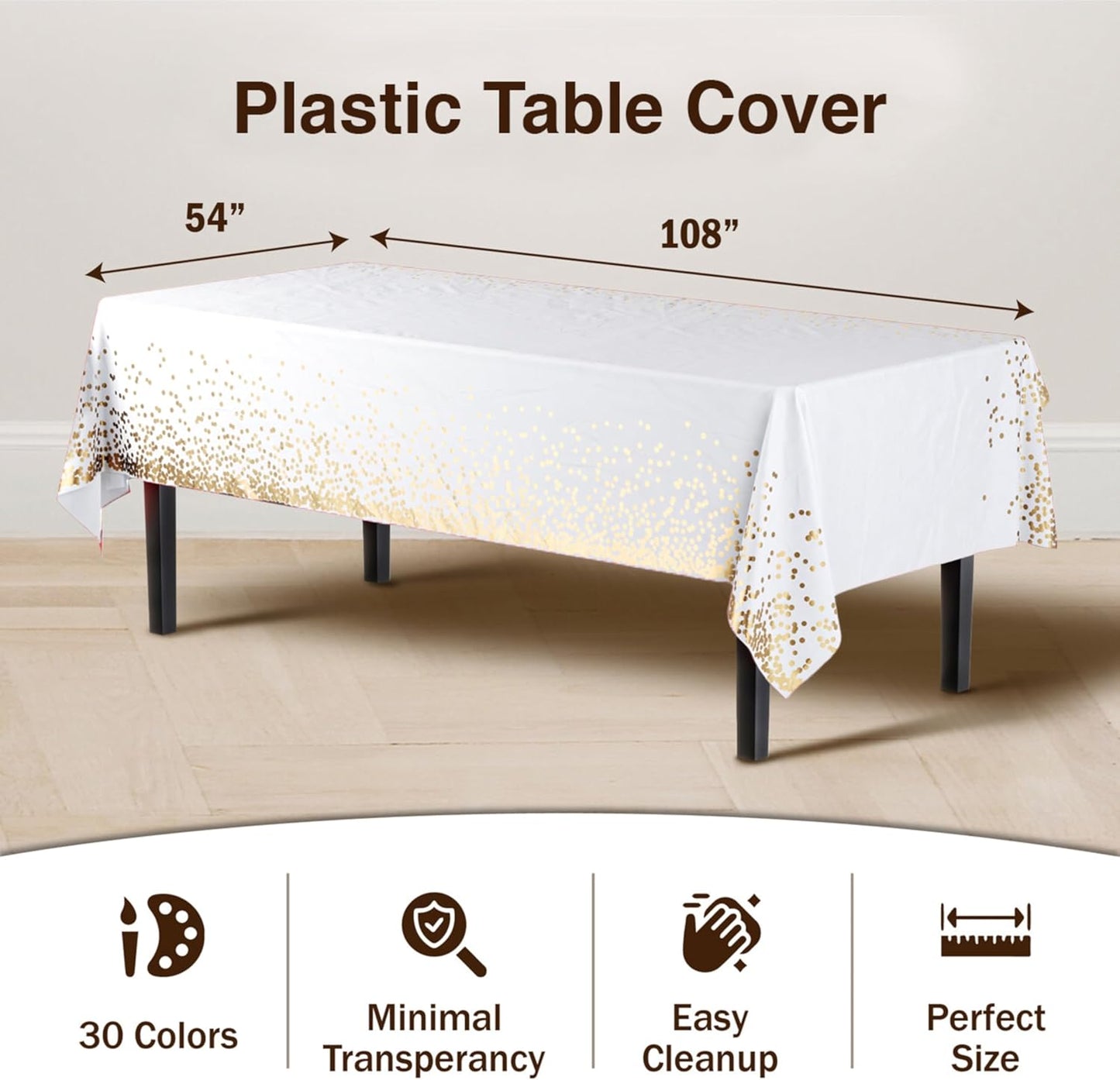 12-Pack Premium Plastic Tablecloth 54in. x 108in. Rectangle Table Cover - Dark Blue - Colors A