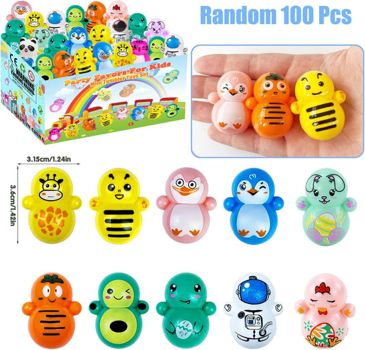 Dilycery 100PCS Mini Tumbler Toys Party Faovrs Pinata Goodie Bag Stuffer Fillers for Kids, Treasure Box Toys for Classroom Easter Egg Fillers End of the Year School Students Prizes