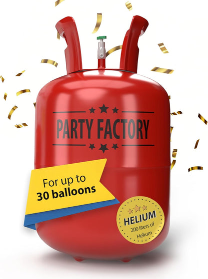 Party Factory Helium Tank, 7 cu.ft, Red - Fills up to 30 Balloons, Unisex, Occasion Type: Birthday, Bachelorette Party, Christmas, Wedding