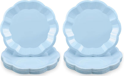NatNarr 30 Pcs Sage Green Paper Plates, 7 Inch Scalloped Paper Plates Small Dessert Cake Plate Cute Party Plate Disposable Sage Greens Party Supplies for Wedding, Baby Bridal Shower, Birthday
