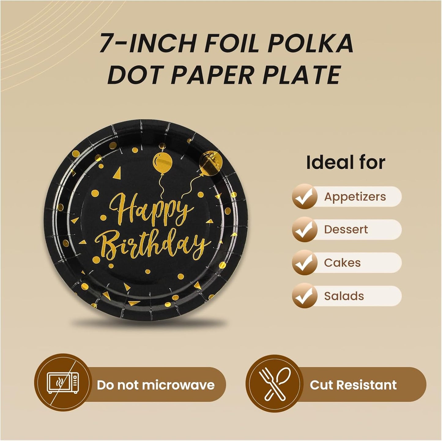 75PCS Paper Plates and Napkins Set - White and Gold Dot Disposable Party Dinnerware Includes Paper Plates, Napkins, Forks Decorations for 2026 New Year, Birthday, Wedding and Holiday, Serves 25