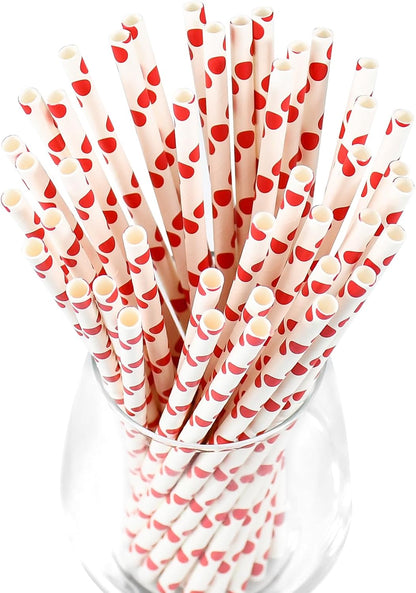 Disposable Paper Straws Solid Green - 7.75'' x 0.24'', 100 Counts - for Drinking, Beverage, Juice, Soda, Bar Supplies