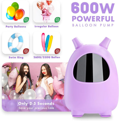 Balloon Pump Electric, SPLAKS Balloons Inflator Air Pump Portable Balloon Blower for Garland Arch, Party Decoration