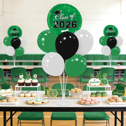 Graduation Decorations - 4 Set Balloon Stands, Class of 2026 Congrats Grad Table Centerpieces for Graduation Party Supplies(Gold& Black)