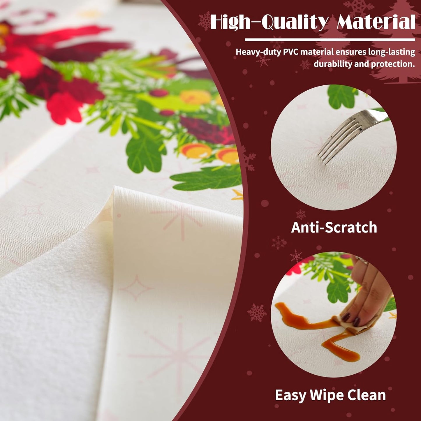 Rectangle Table Cloth,100% Waterproof Tablecloth Oil Proof Spill Proof Vinyl Table Cloth, Wipe Clean Plastic Table Cover for Dining, Camping, Indoor and Outdoor 52" x 70",Leaves