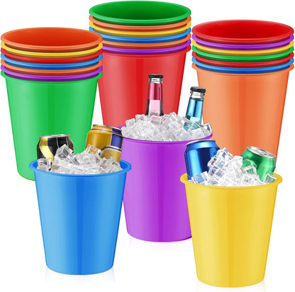 Layhit 24 Pcs Plastic Ice Buckets for Parties 3 Liters Wine Bucket Portable Ice Holder Disposable Wine Cooler for Party Wedding Party Beverages Champagne Soda and Beer (Gold)