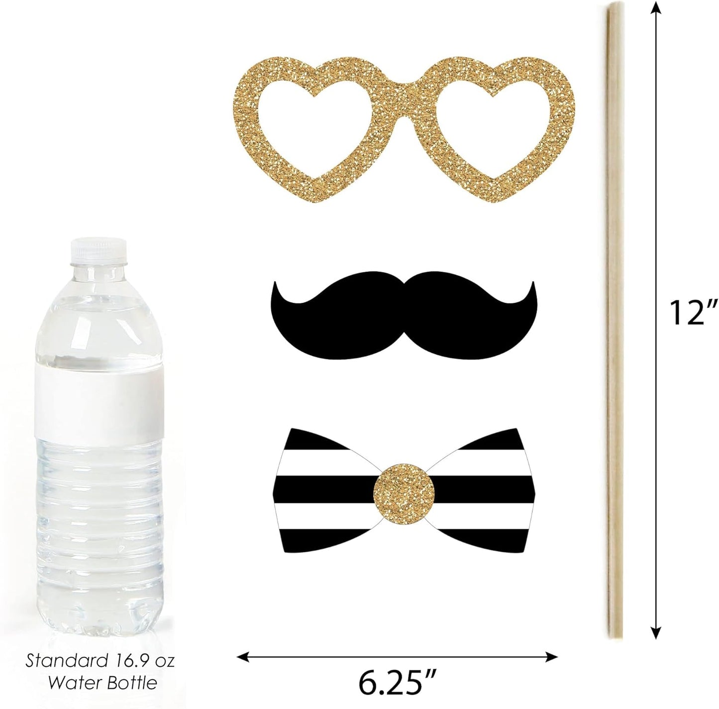Big Dot of Happiness Prom - Photo Booth Props Kit, Dance Decorations, Photography Accessories, Party Decor- 20 Piece set