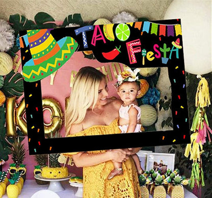 LaVenty Mexican Selfie Frame Props Photo Booth Props Fiesta Decorations Cinco De Mayo Party Decor