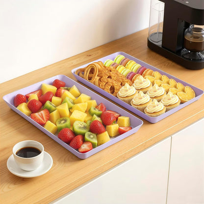 WOWBOX 4 pcs Serving Tray for Party, Grilling Accessories, Serving Platters for Snacks, Fruit, Reusable Plastic Trays for Serving Food and Pantry Organization in Kitchen & for Mothers Day Parties