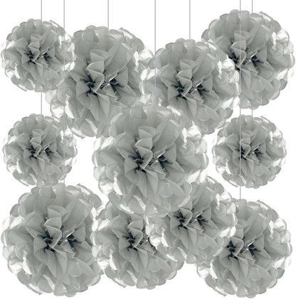 Tissue Paper Pom Poms, Pink Tissue Paper Flowers, Hanging Flower Balls for Weddings Fiesta Parties Birthday Baby Showers Classroom Bridal Shower Decoration (18Piece Set-6/10/12/14Inch)