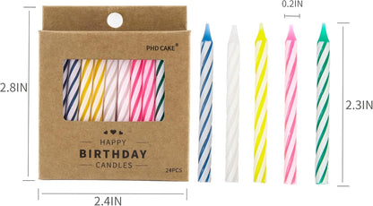 PHD CAKE 144-Count Multicolored Spiral Birthday Candle, Birthday Candles for Cake, Cupcake Candles, Party Celebration