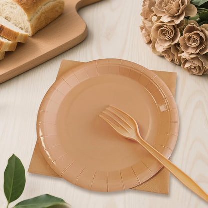 White and Gold Paper Plates Napkins Party Supplies,Disposable Gold Dot Paper Dessert Plates,105 PCS Birthday Plates and Napkins Party Supplies for Wedding(Serves 35 Guests 7")
