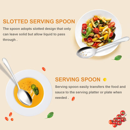 BEWOS Serving Utensils, 20-Piece Large Serving set, Serving Spoons, Slotted Spoons, Serving Tongs & Forks, Cake Server, Butter Knife, Stainless Steel Serving Utensils Set for Parties, Dishwasher Safe
