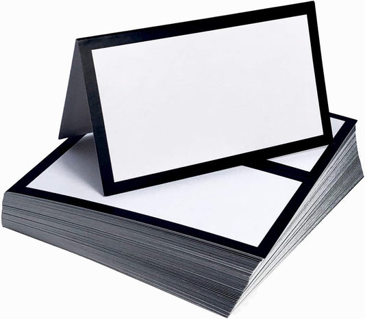 Tented Place Cards - 50 pack - Folded Place Cards are ideal for Wedding Placecards, Buffet food label, Banquet tables, Cocktail Parties, and Name Cards. Made of 14 pt. Matte Card Stock.