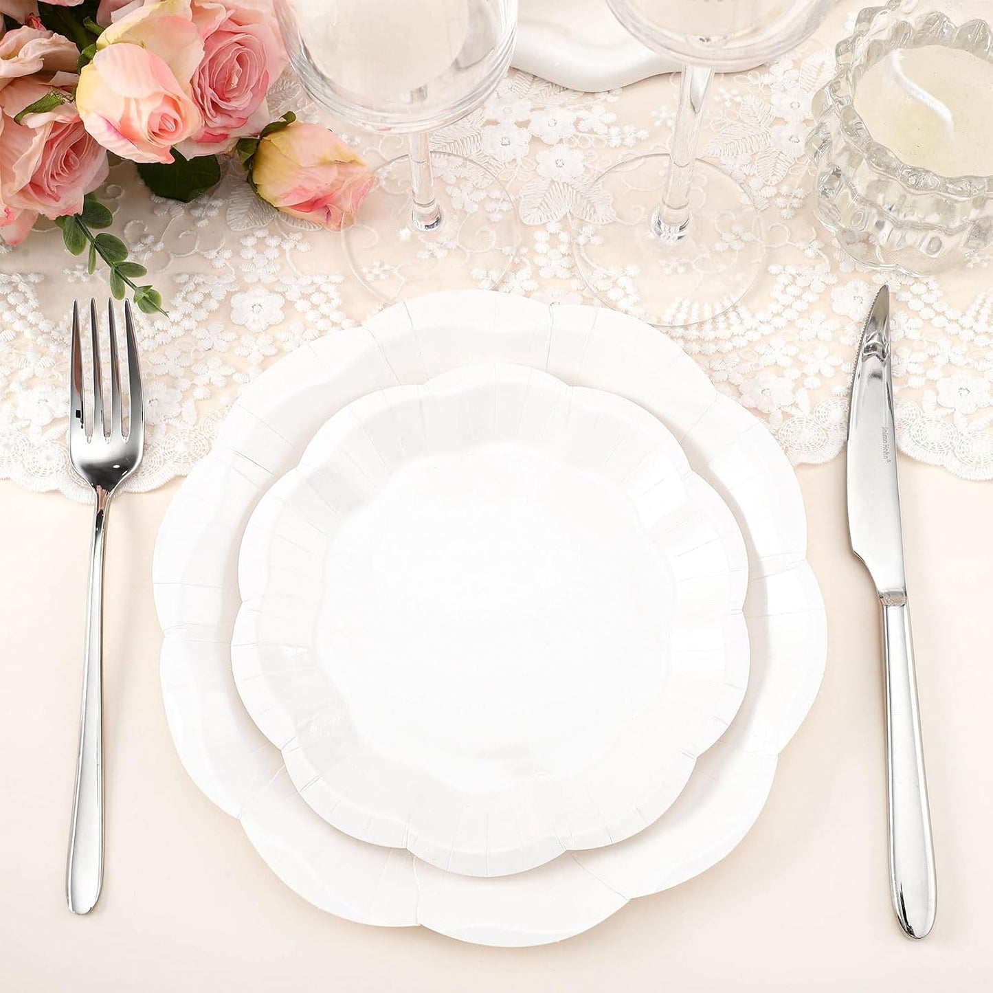 NatNarr 175 Pcs Sage Green Plates and Napkins Set, 25 Guest Sage Green Party Supplies Include Scalloped Paper Plate Napkin Cup Forks Knives Disposable Plastic Cutlery for Wedding Baby Shower Birthday