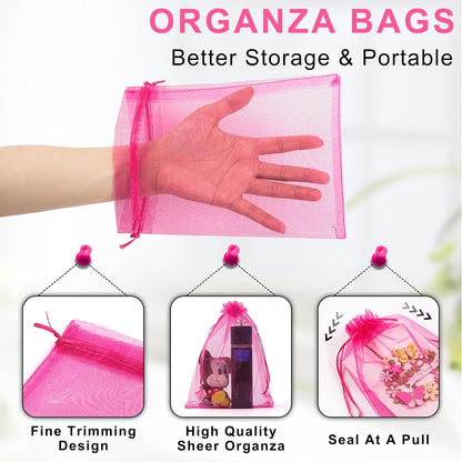 ANZNKU 50PCS Organza Bags 6x9 Large White Gift Bags for Candy Goodie Sachet Jewelry, Mesh Bag Drawstring Sheer Packaging Pouches for Wedding Favors Mother's Day Birthday Party Baby & Bridal Shower