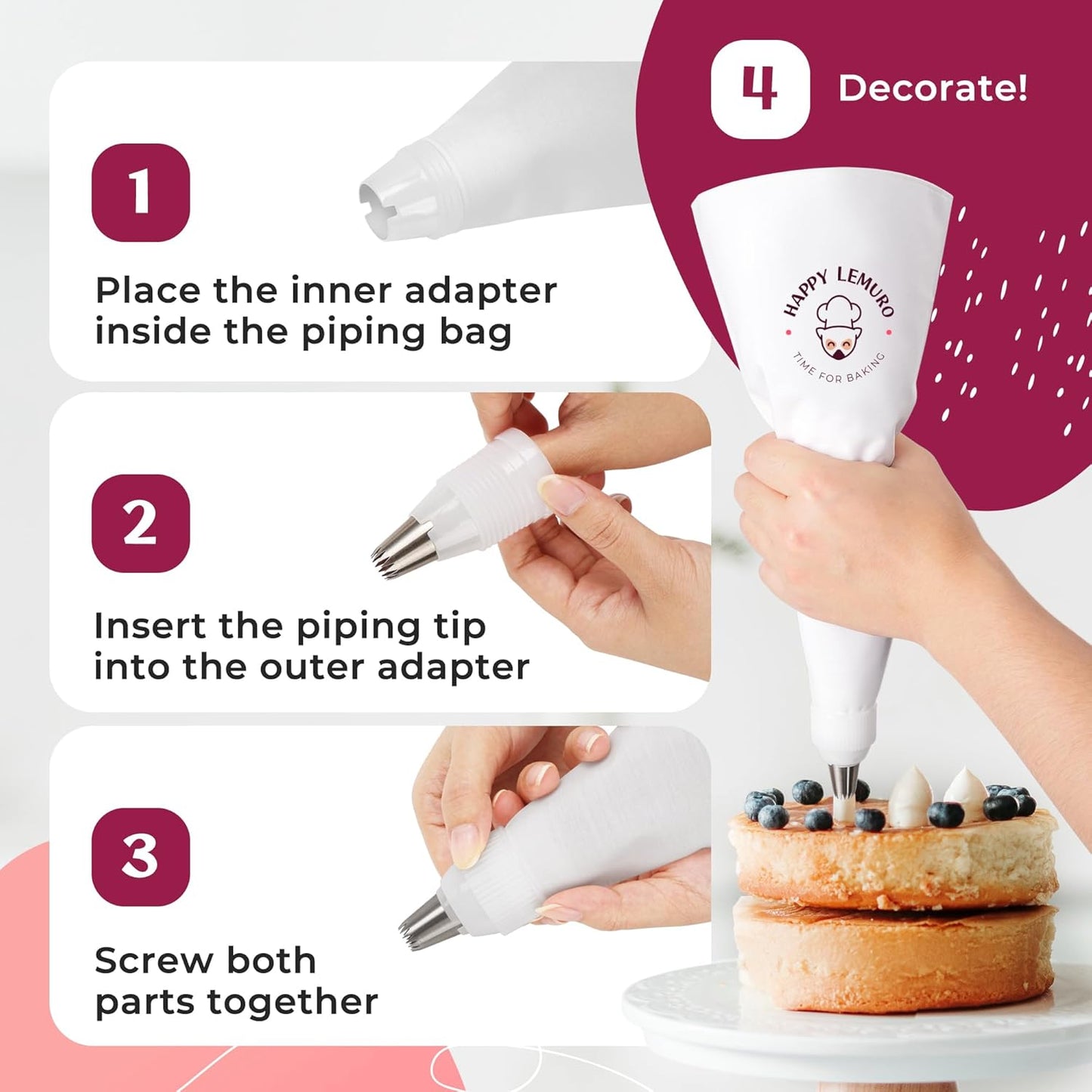 Large Piping Bags and Tips Set - XL Icing Tips - Large Piping Tips Set with Reusable Piping Bag (16 inch) - Decorating Tips for Cupcakes, Cakes, Cookies, Churros, Meringue, etc.
