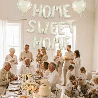 TONIFUL 16 Inch Cream White HOME SWEET HOME Letter Balloon,Decoraction for Housewarming, New Home Parties and Homecoming Celebrations,Ivory White Balloon Banner for Welcome Sign and Party Supplies