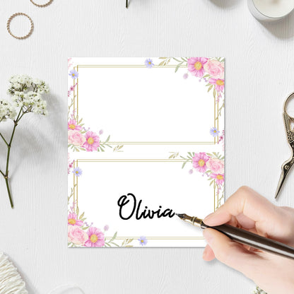 Gold Foil Place Cards for Table Setting, Printable Tent Cards for Food Buffet, Name Card for Wedding Banquet, Bridal Shower, Baby Shower, Birthday Party Decorations (25 Pack)-07
