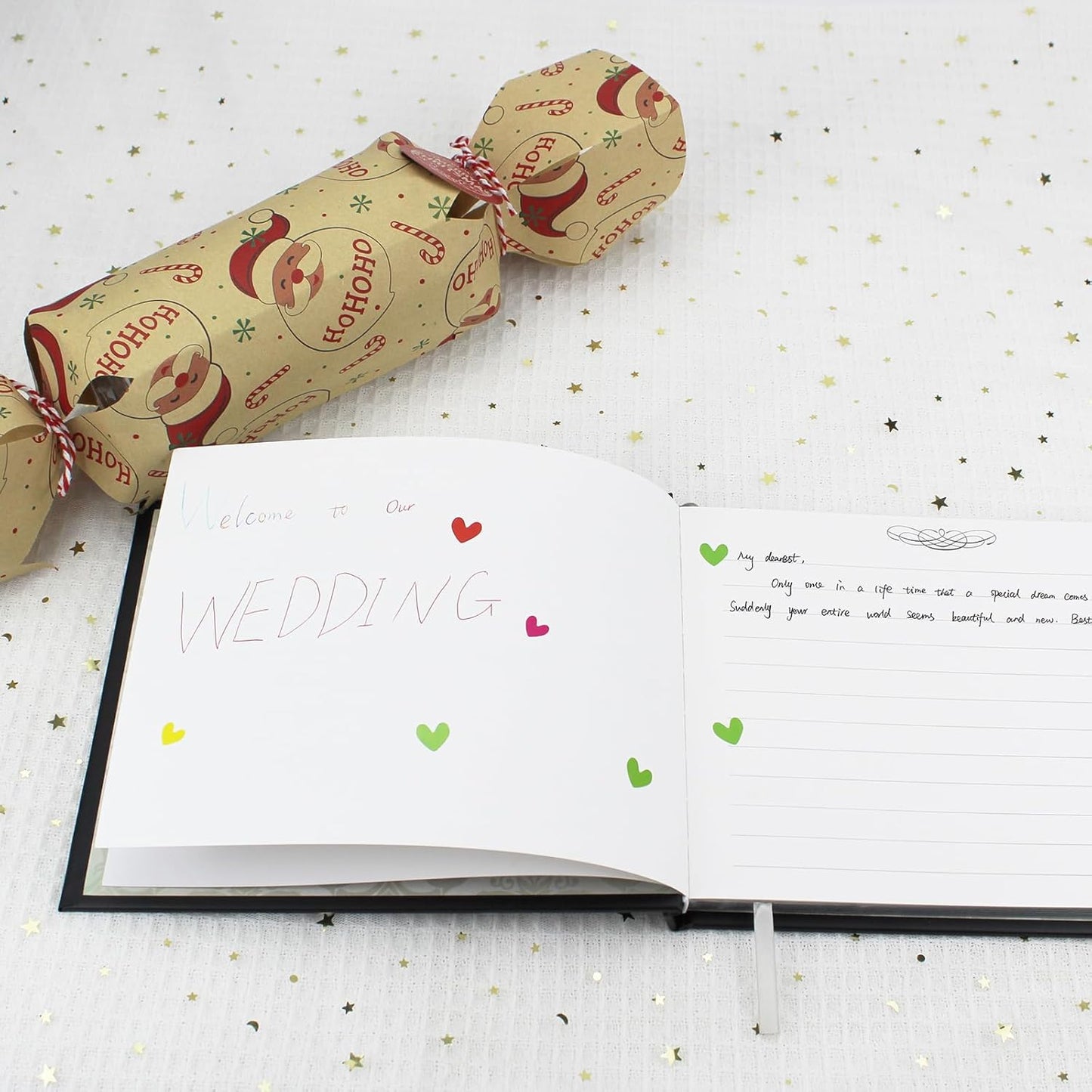 Amonk Premium Black Guest Book for Graduation Party, Weddings, Baby Showers & Special Events - Hardcover Sign in Funeral Memory Book with 100 Lined/Blank Pages & Gold Gilded Edges (9"x7")